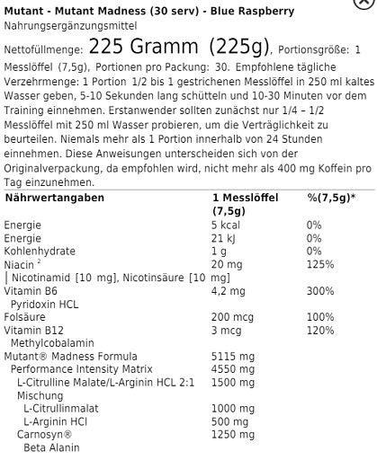 Mutant Madness 225g (30 Serv.)