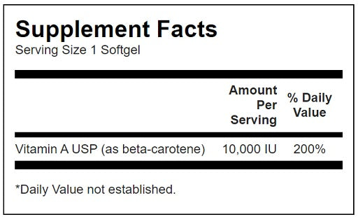 Swanson Beta Carotene 10.000 IU 100 Softgelkaps