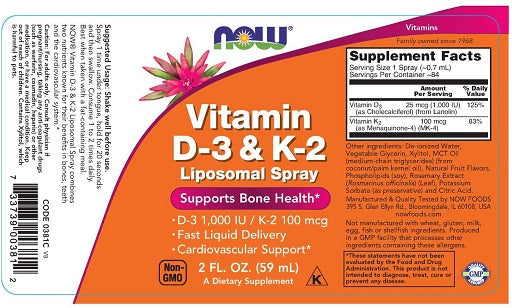 Now - Vitamin D-3 & K2 Liposomal Spray