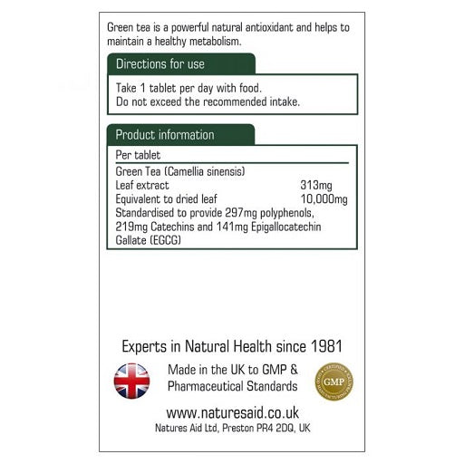 Natures Aid - Green Tea 10,000mg 60 Tabl.